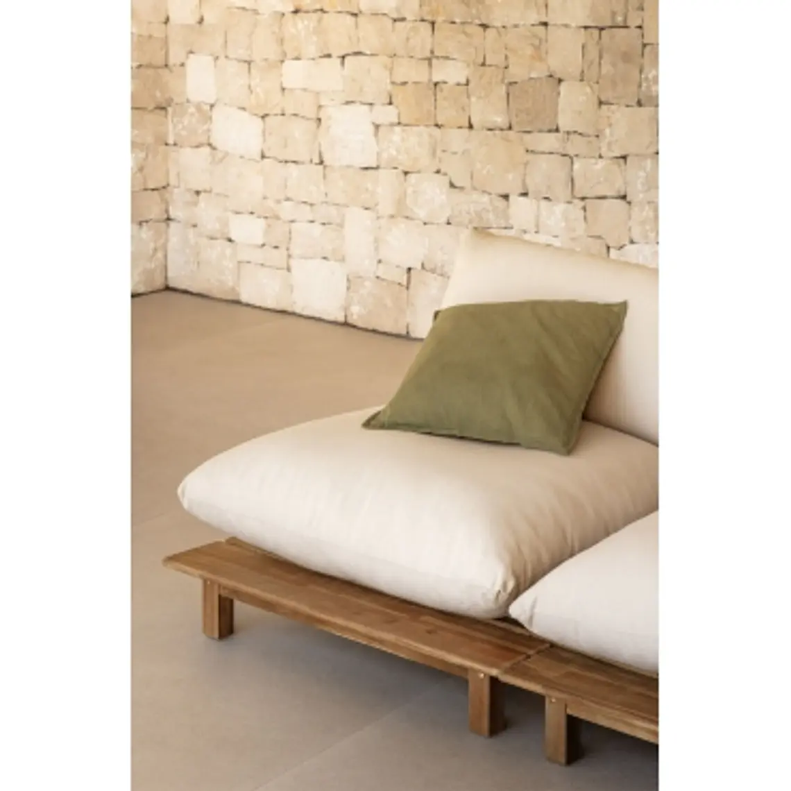 Módulo central reclinable para sofá modular de jardín en madera de acacia Elana 10