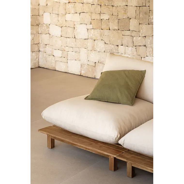 Módulo central reclinable para sofá modular de jardín en madera de acacia Elana 11
