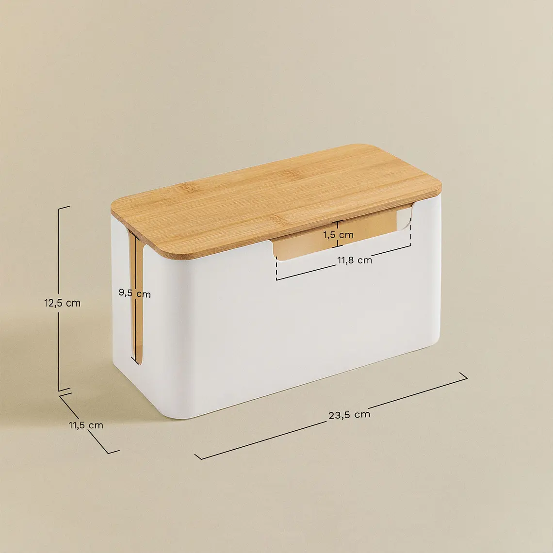 Organizador de cables en polipropileno y madera de bambú 9