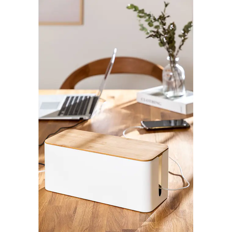 Organizador de cables en polipropileno y madera de bambú 12