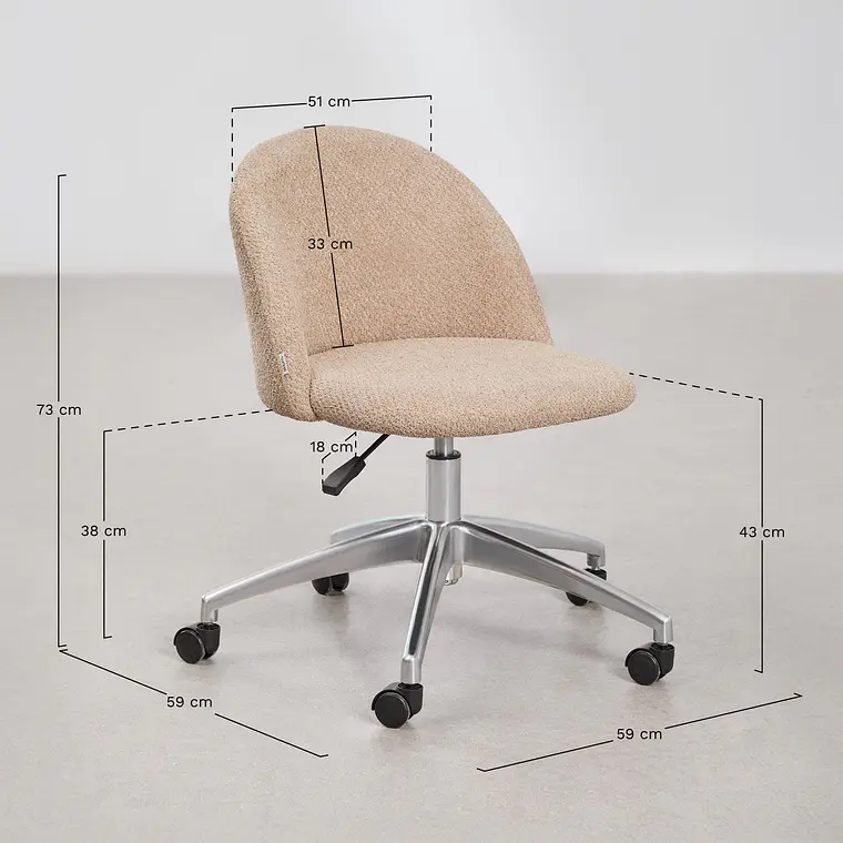 Silla de escritorio con ruedas tapizada 12