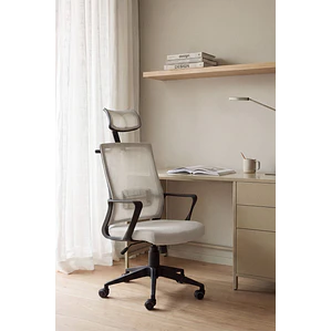Silla de oficina con ruedas y reposacabezas en polipropileno Teill