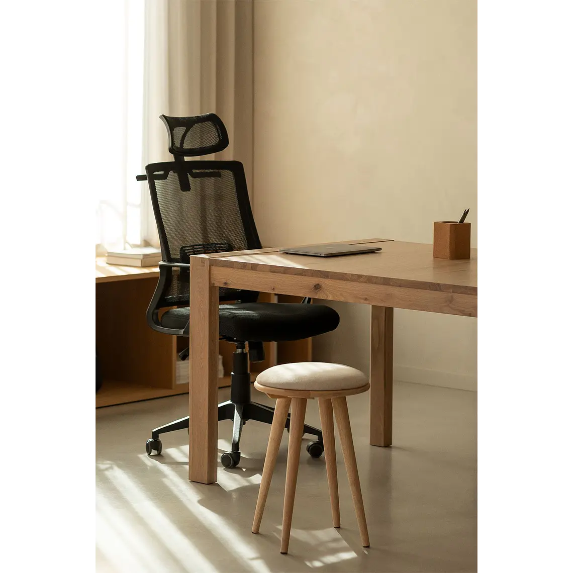 Silla de oficina con ruedas y reposacabezas en polipropileno Teill 14