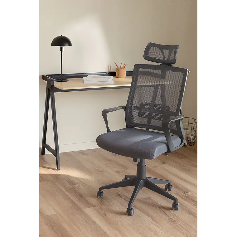 Silla de oficina con ruedas y reposacabezas en polipropileno Teill 15