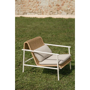 Sillón de jardín con reposabrazos en aluminio y ratán sintético Vareva