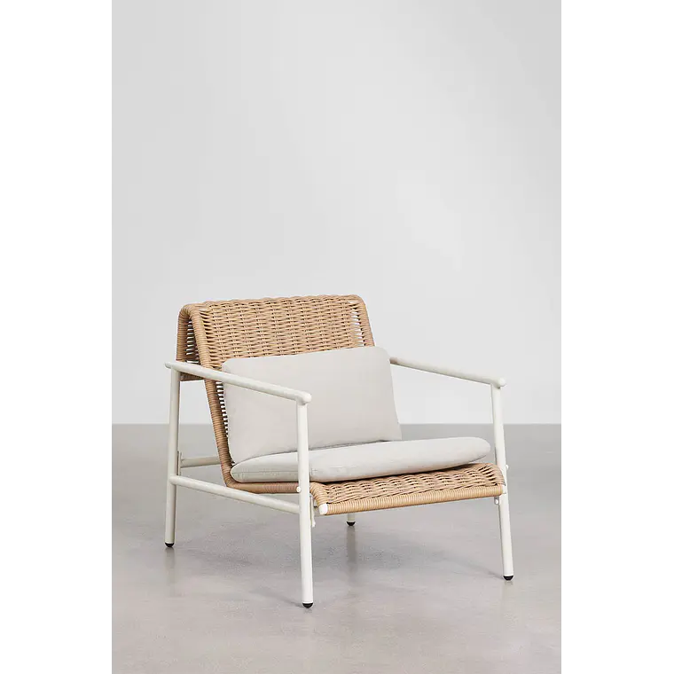 Sillón de jardín con reposabrazos en aluminio y ratán sintético Vareva 3