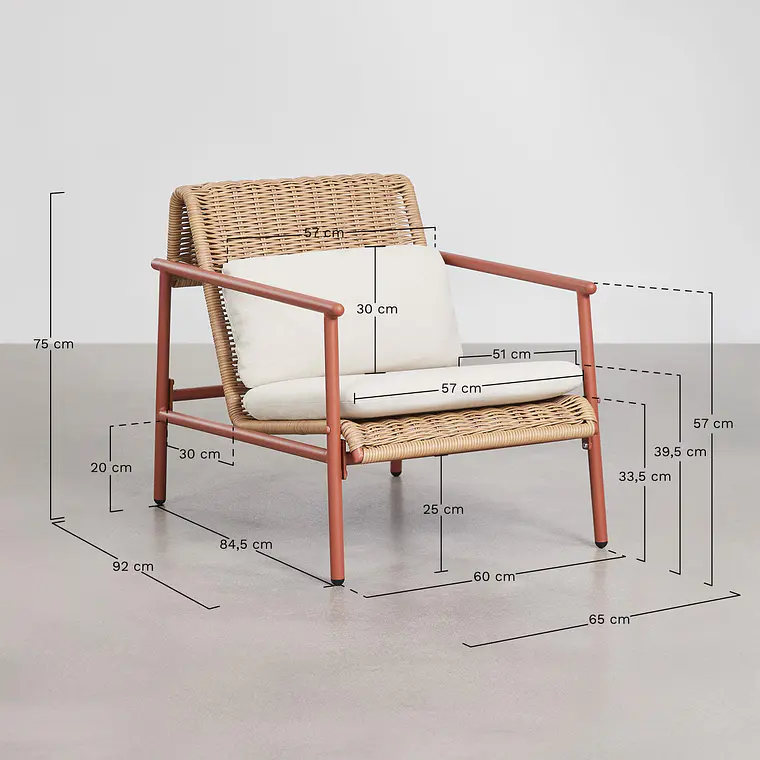 Sillón de jardín con reposabrazos en aluminio y ratán sintético Vareva 10