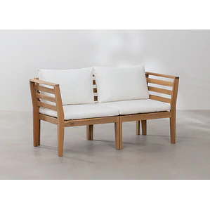 Sofá modular de jardín de 2 piezas con reposabrazos en madera de acacia Ilana