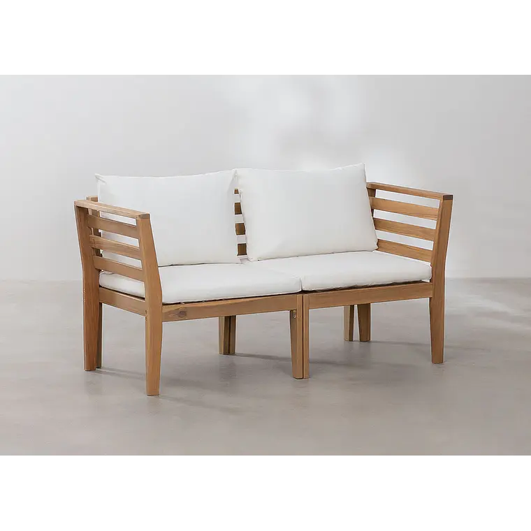 Sofá modular de jardín de 2 piezas con reposabrazos en madera de acacia Ilana 2