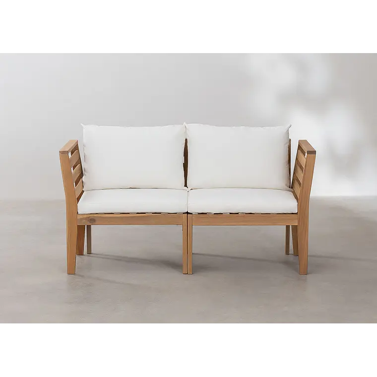 Sofá modular de jardín de 2 piezas con reposabrazos en madera de acacia Ilana 3