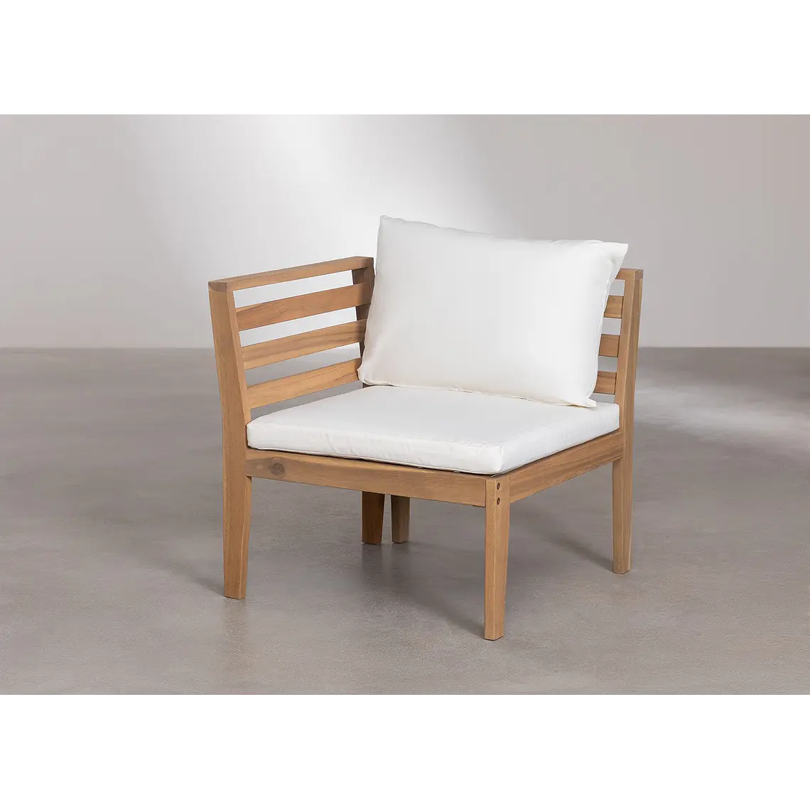 Sofá modular de jardín de 2 piezas con reposabrazos en madera de acacia Ilana 4