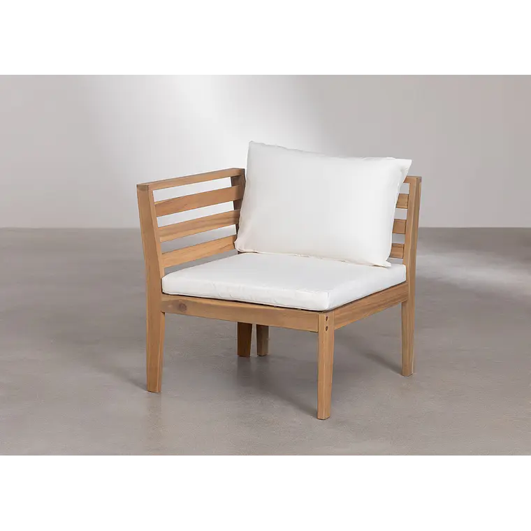 Sofá modular de jardín de 2 piezas con reposabrazos en madera de acacia Ilana 4