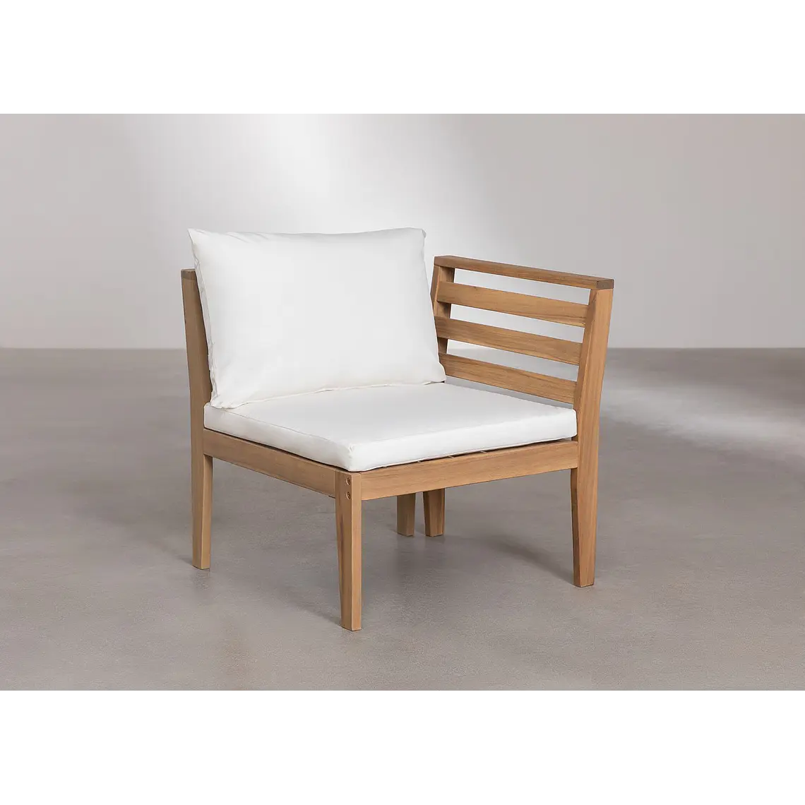 Sofá modular de jardín de 2 piezas con reposabrazos en madera de acacia Ilana 5