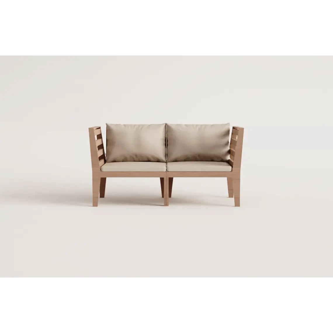 Sofá modular de jardín de 2 piezas con reposabrazos en madera de acacia Ilana 7
