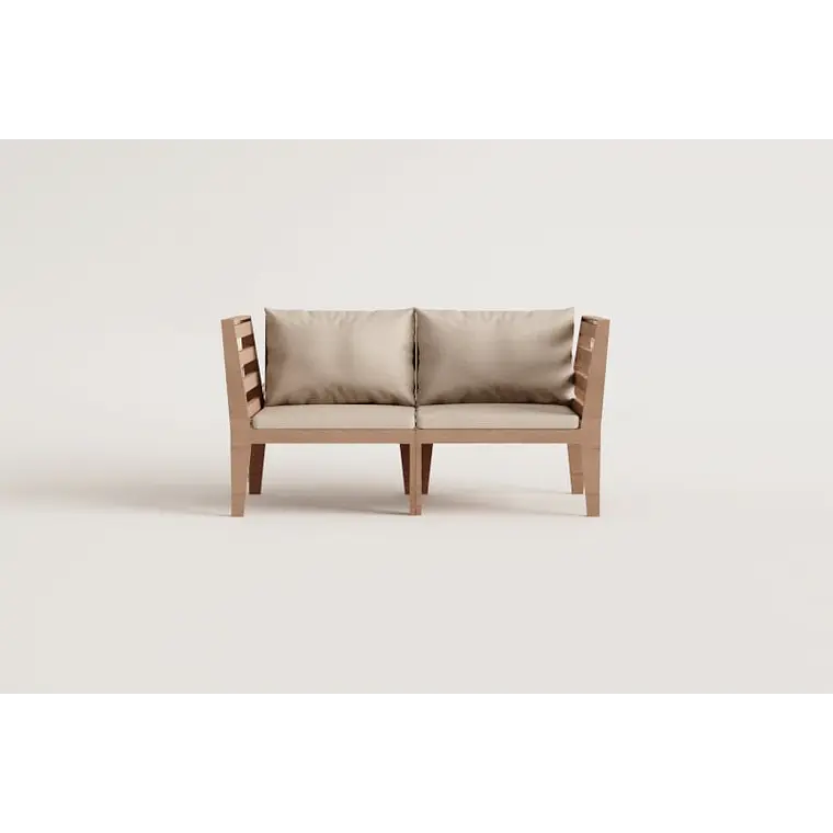 Sofá modular de jardín de 2 piezas con reposabrazos en madera de acacia Ilana 7