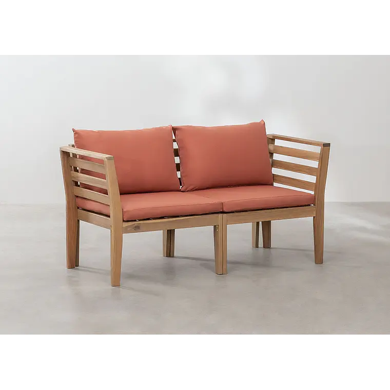 Sofá modular de jardín de 2 piezas con reposabrazos en madera de acacia Ilana 10
