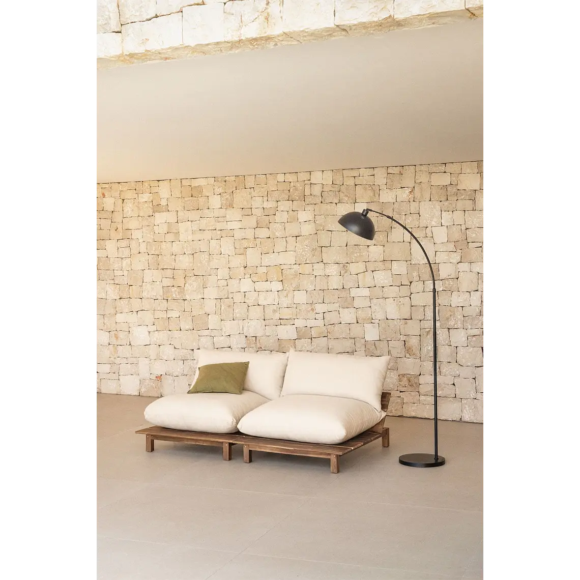 Sofá modular reclinable de jardín de 2 piezas en madera de acacia Joria 1