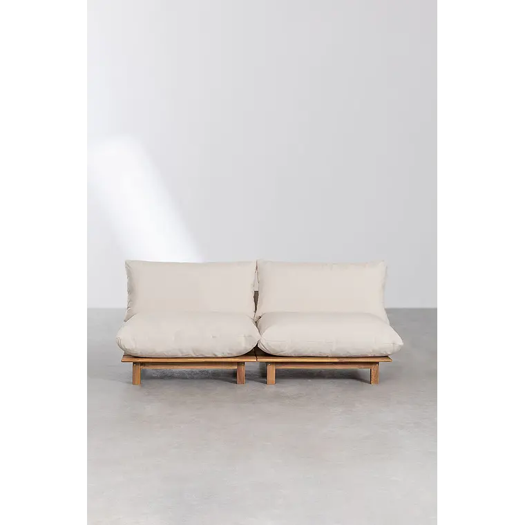 Sofá modular reclinable de jardín de 2 piezas en madera de acacia Joria 5