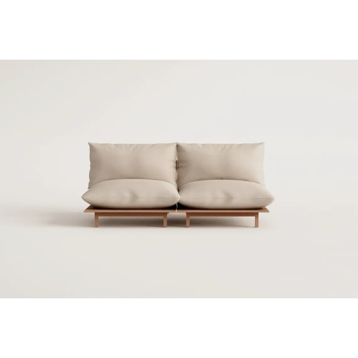 Sofá modular reclinable de jardín de 2 piezas en madera de acacia Joria 9