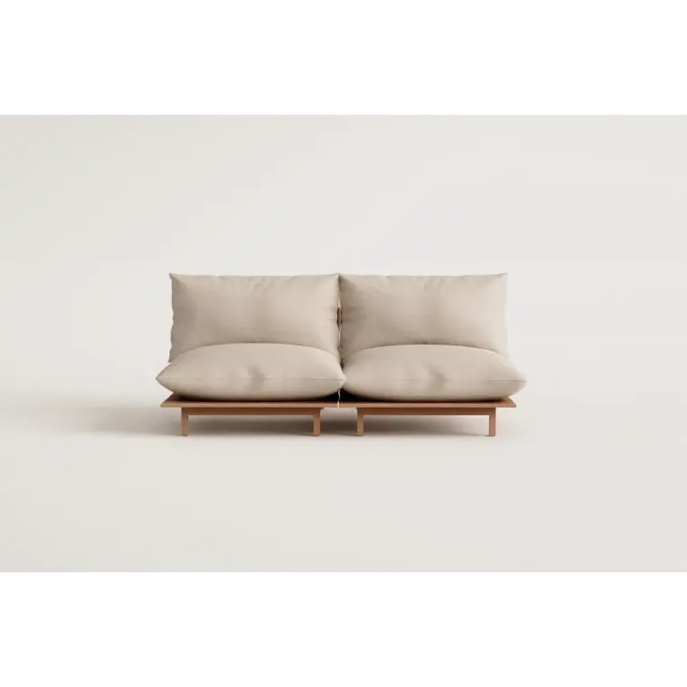 Sofá modular reclinable de jardín de 2 piezas en madera de acacia Joria 9