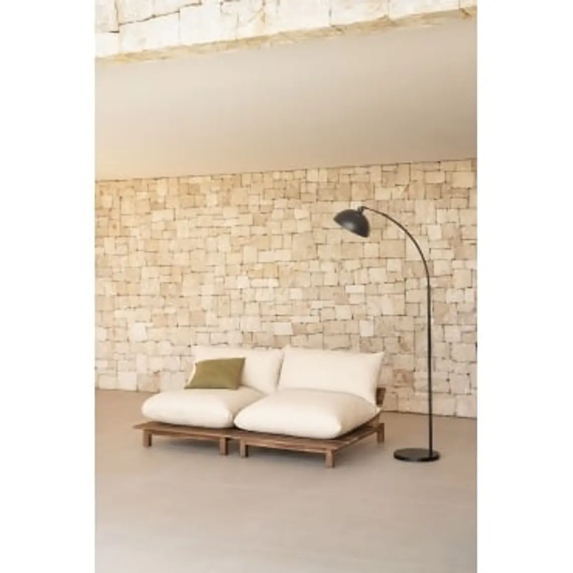 Sofá modular reclinable de jardín de 2 piezas en madera de acacia Joria 11