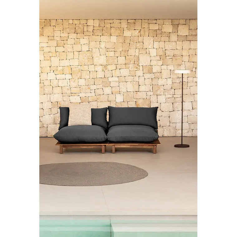 Sofá modular reclinable de jardín de 2 piezas en madera de acacia Joria 13