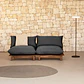 Sofá modular reclinable de jardín de 2 piezas en madera de acacia Joria - Miniatura 13