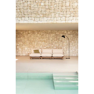 Sofá modular reclinable de jardín de 3 piezas en madera de acacia Kelia