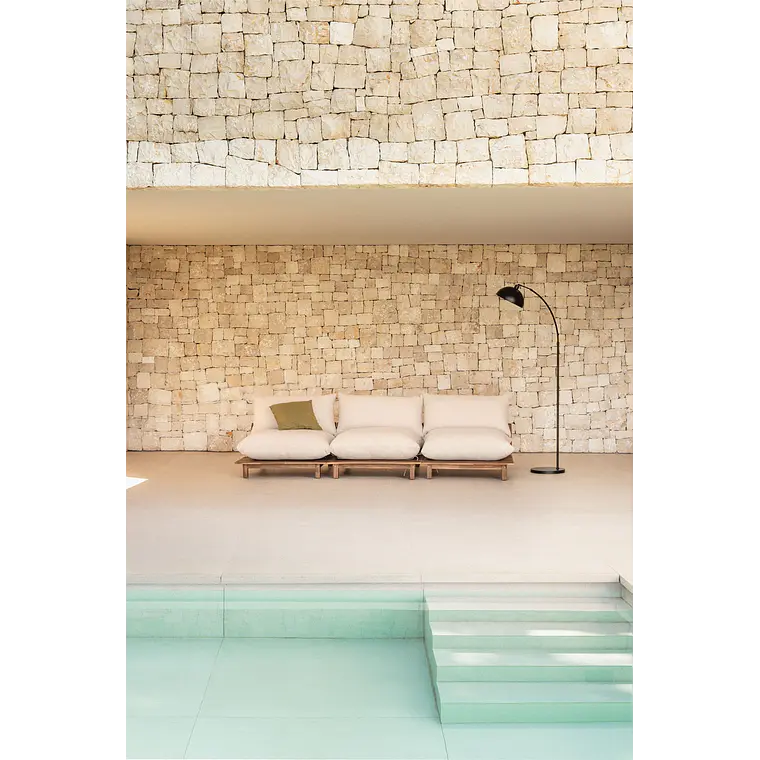Sofá modular reclinable de jardín de 3 piezas en madera de acacia Kelia 1