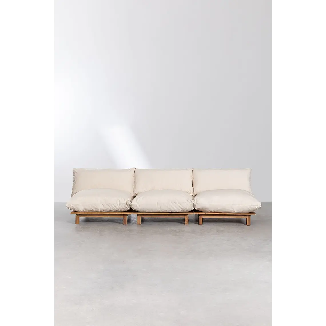 Sofá modular reclinable de jardín de 3 piezas en madera de acacia Kelia 5