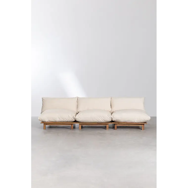 Sofá modular reclinable de jardín de 3 piezas en madera de acacia Kelia 5