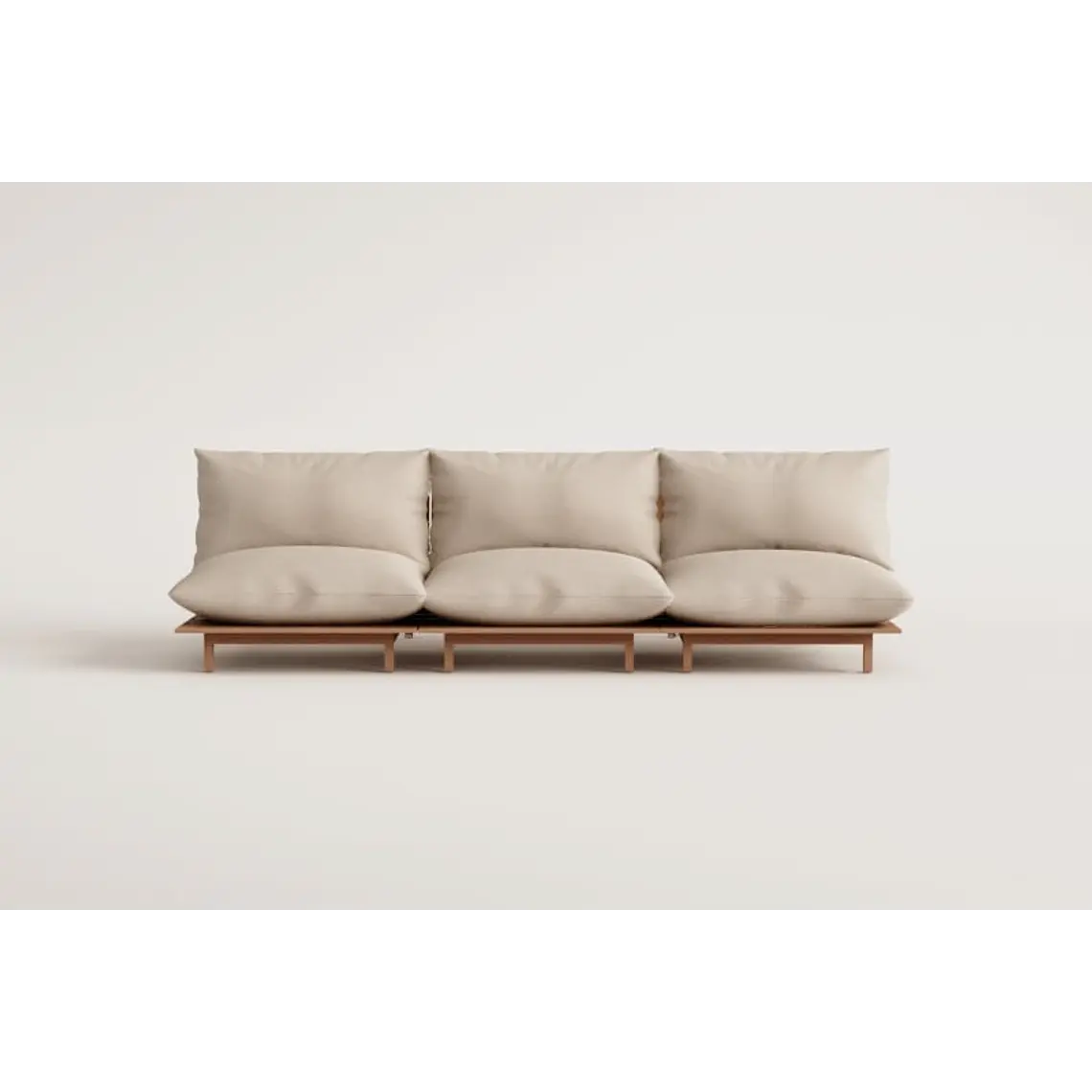 Sofá modular reclinable de jardín de 3 piezas en madera de acacia Kelia 9
