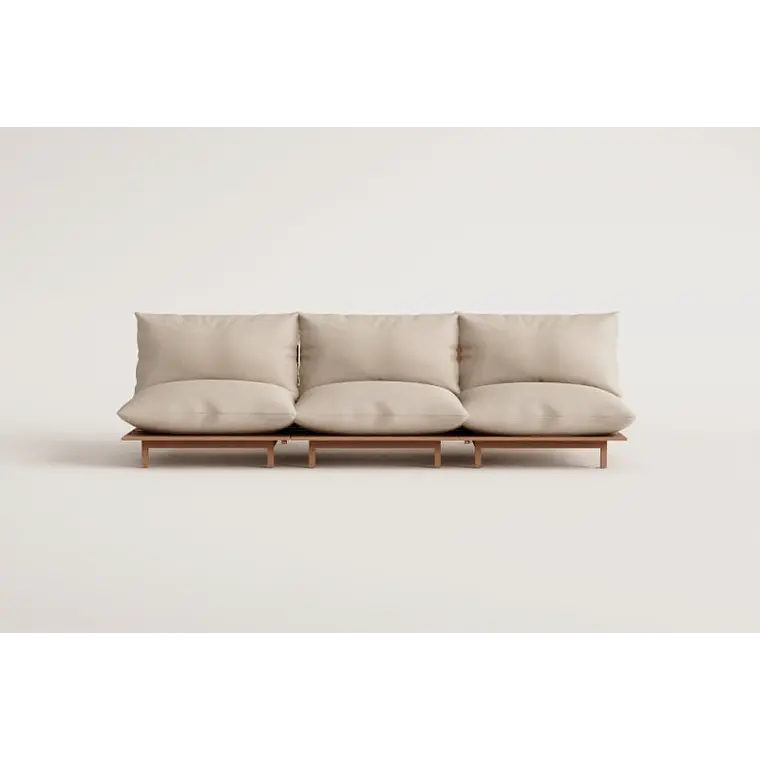 Sofá modular reclinable de jardín de 3 piezas en madera de acacia Kelia 9