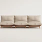 Sofá modular reclinable de jardín de 3 piezas en madera de acacia Kelia - Miniatura 9
