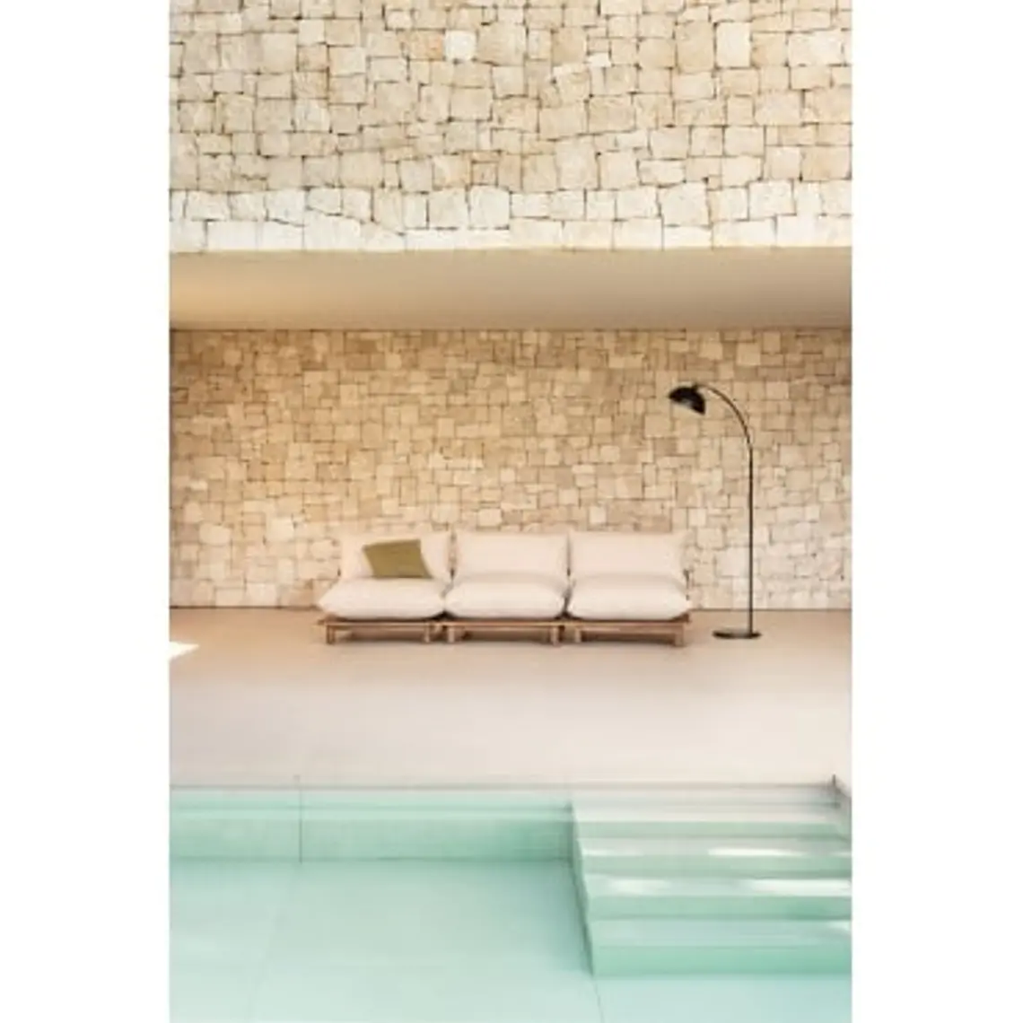 Sofá modular reclinable de jardín de 3 piezas en madera de acacia Kelia 11