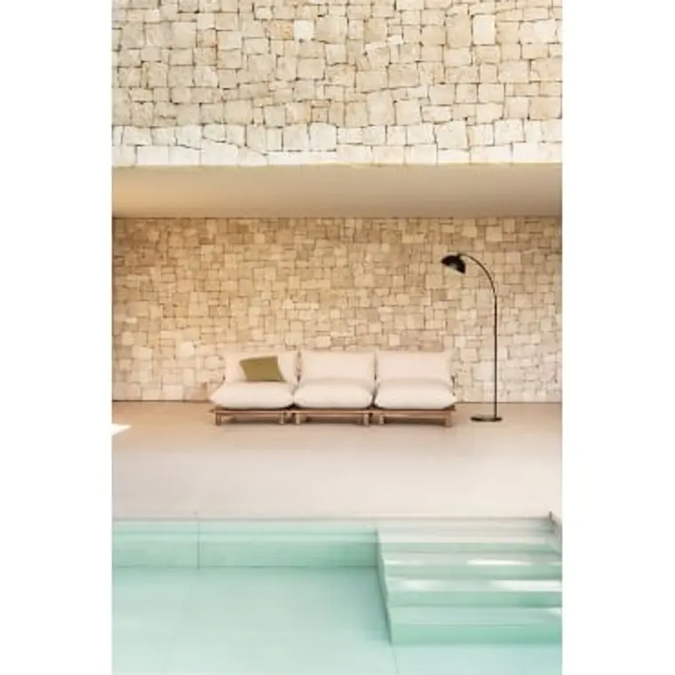 Sofá modular reclinable de jardín de 3 piezas en madera de acacia Kelia 11