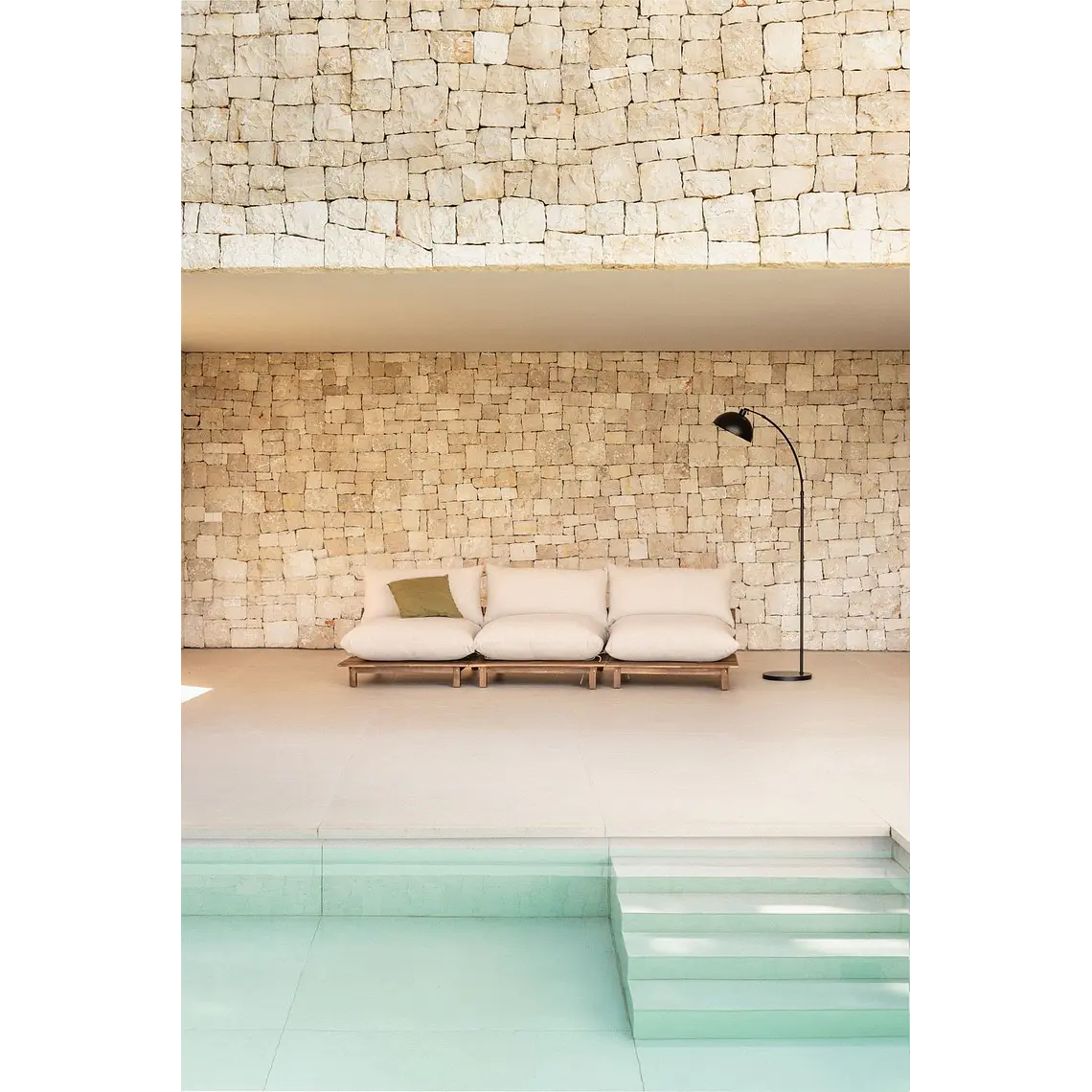 Sofá modular reclinable de jardín de 3 piezas en madera de acacia Kelia 12