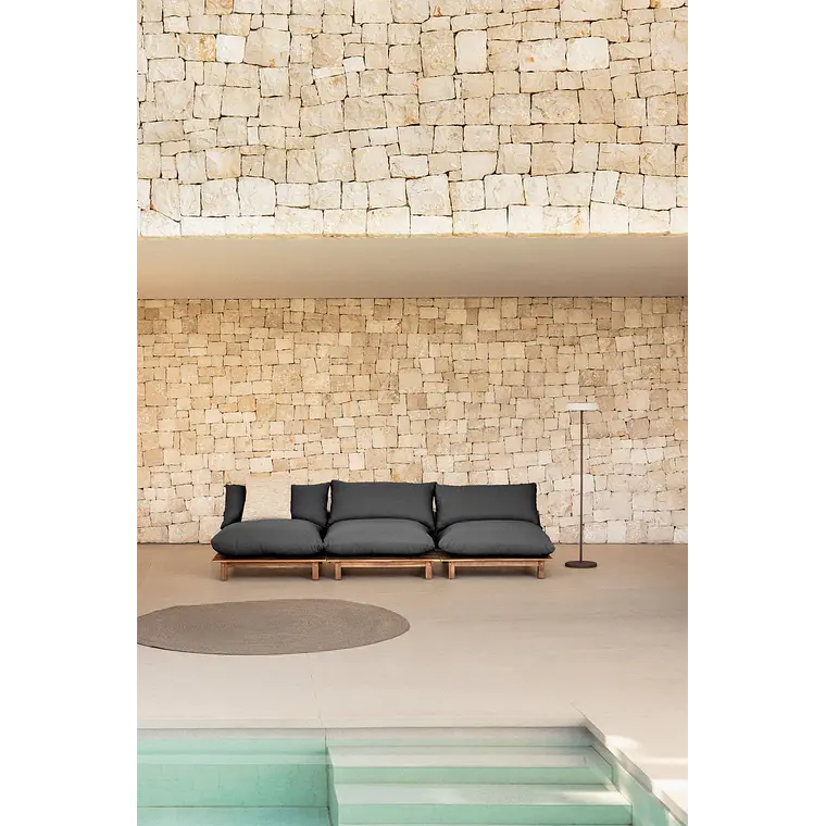 Sofá modular reclinable de jardín de 3 piezas en madera de acacia Kelia 13