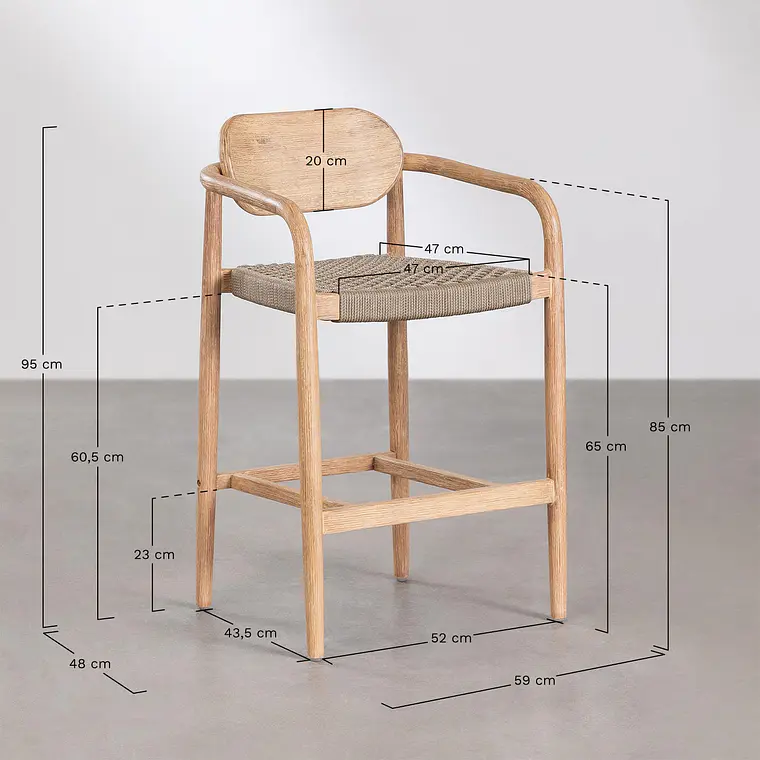 Taburete alto Nivena en madera 8
