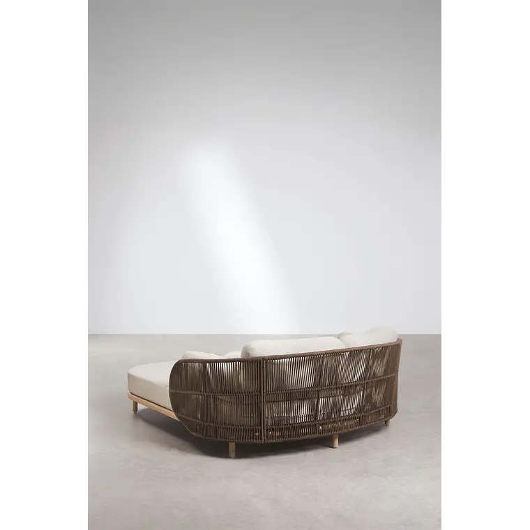 Tumbona doble con cojines en madera de acacia y cuerda trenzada Orlora 5