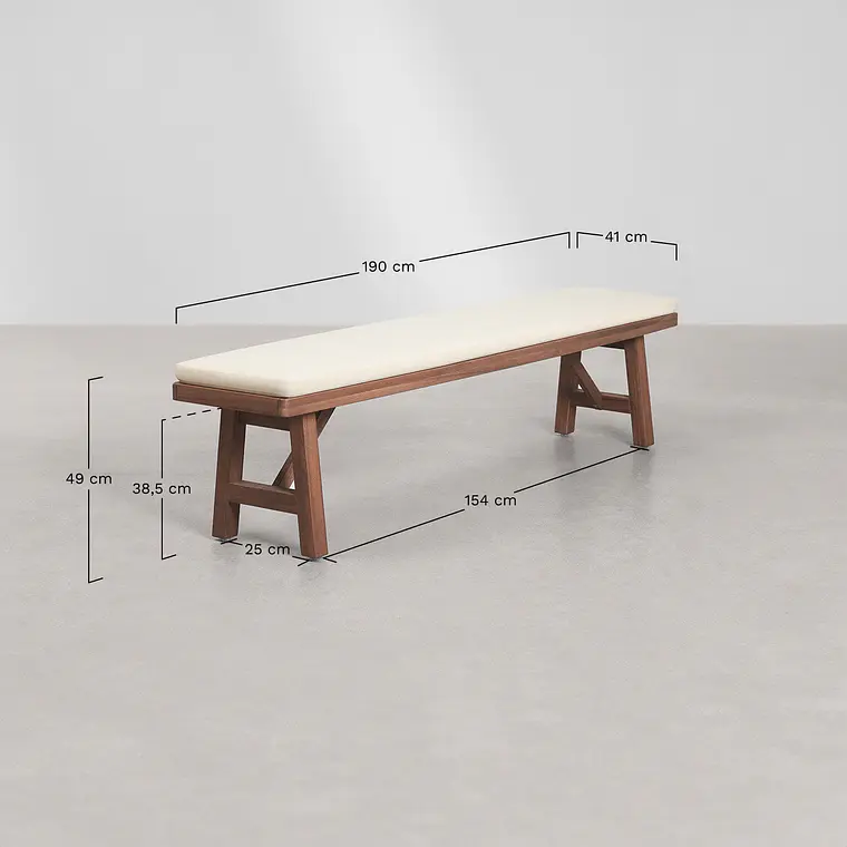 Banca de comedor Maelis en madera de acacia 8
