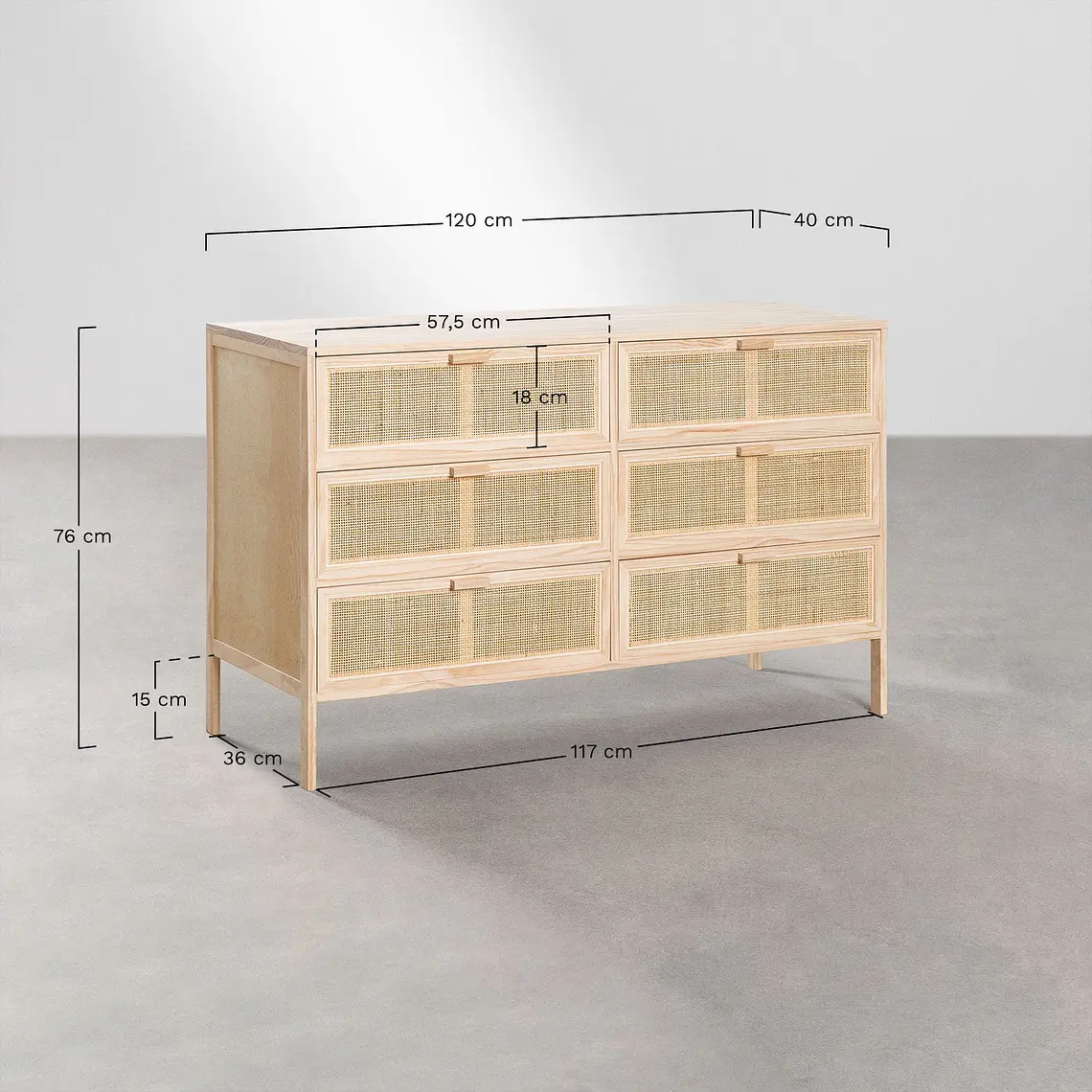 Cómoda Elaris 120x40 cm en madera 8