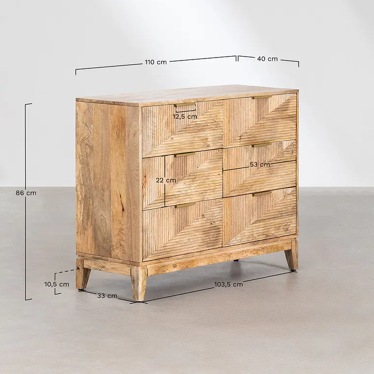 Cómoda Leris 110x40 cm en madera de mango 7