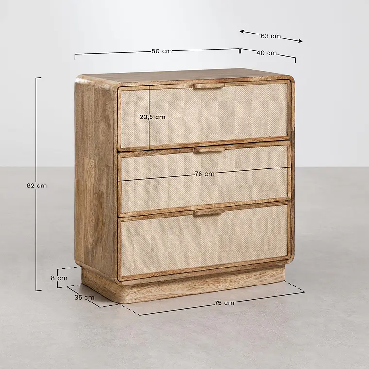 Cómoda Lumen 80x40 cm en madera de mango 12