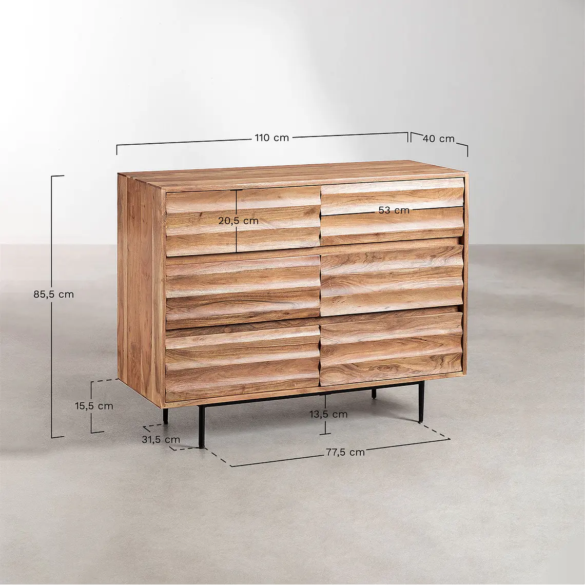 Cómoda Naela 110x40 cm en madera de acacia 9
