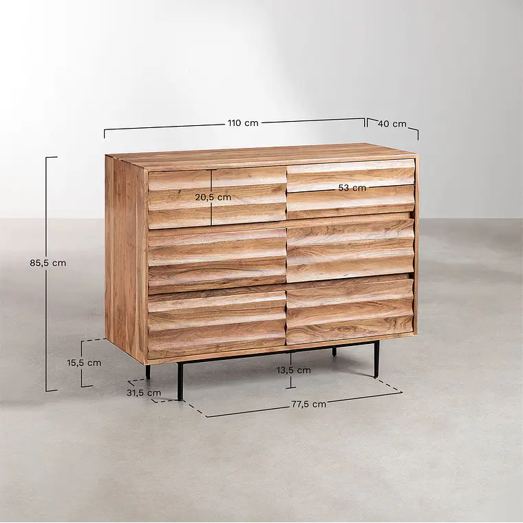 Cómoda Naela 110x40 cm en madera de acacia 9