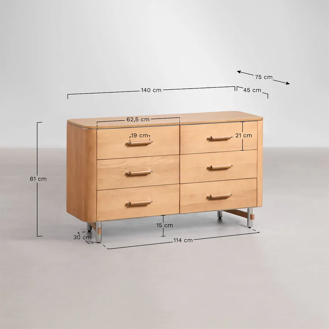 Cómoda Nuria 140x45 cm en madera de mango 10