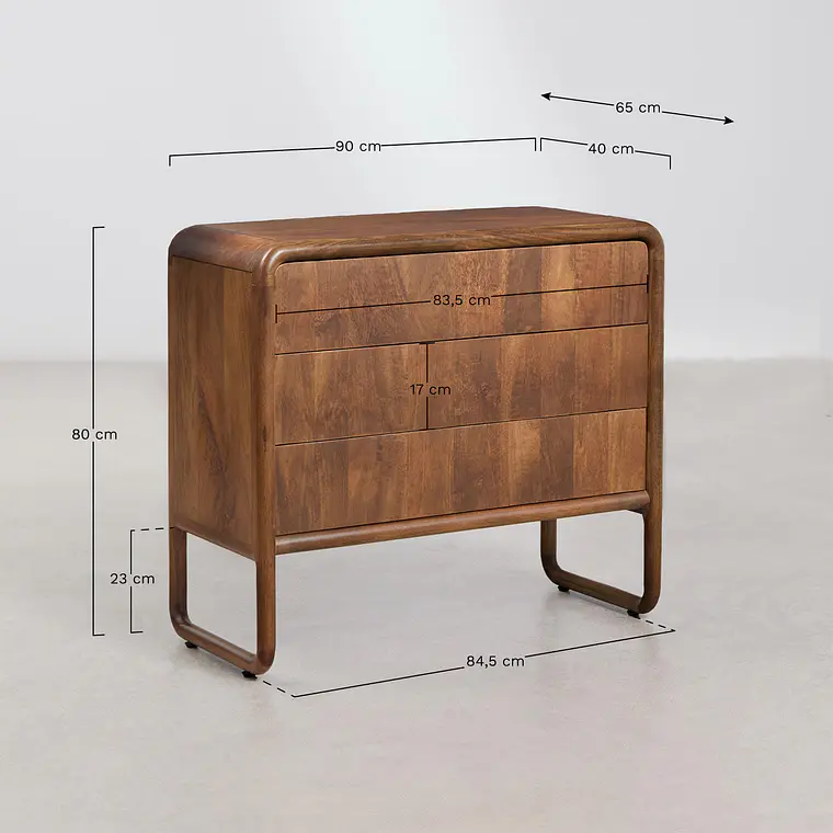 Cómoda Olira 90x40 cm en madera de mango 11