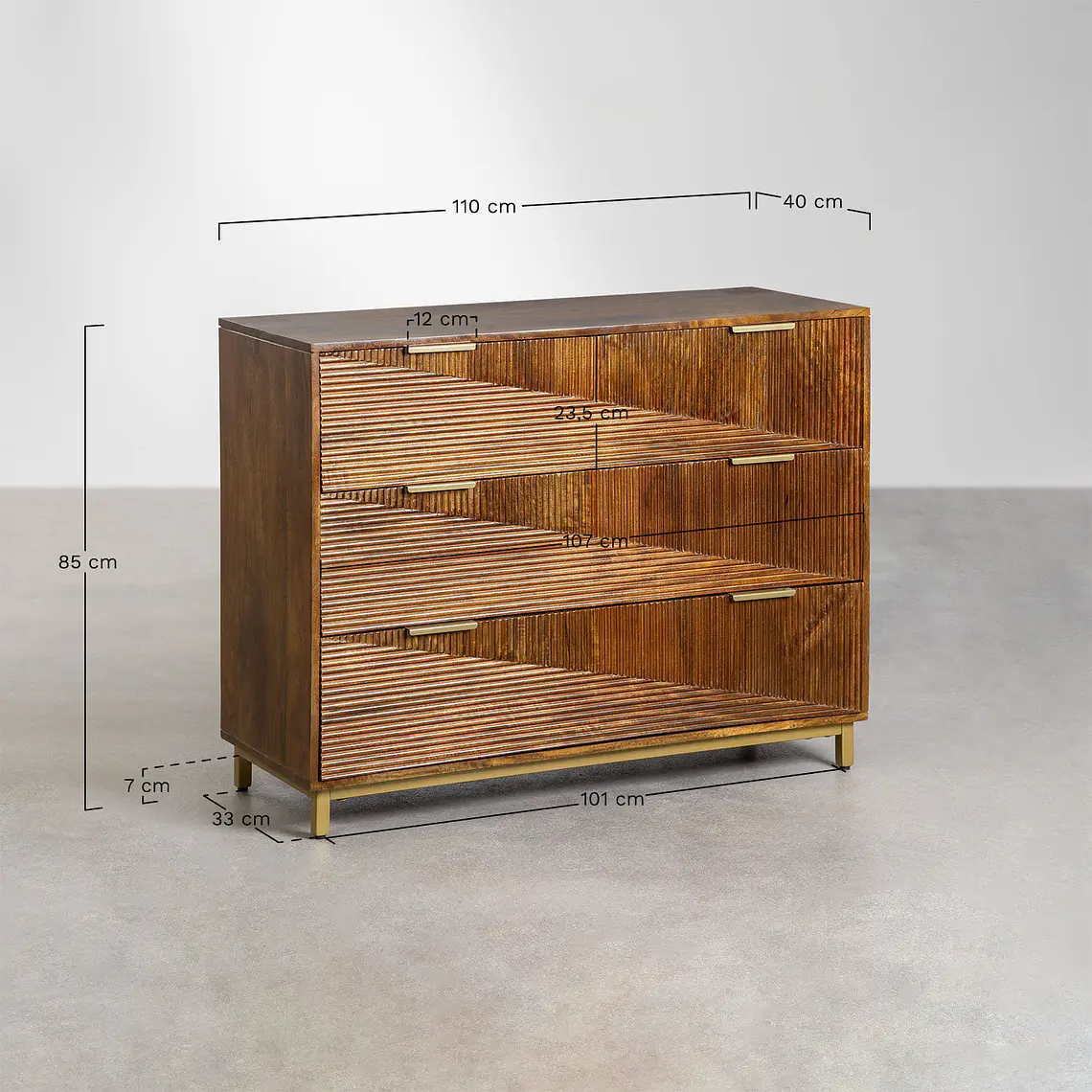 Cómoda Saren 110x40 cm en madera de mango 10