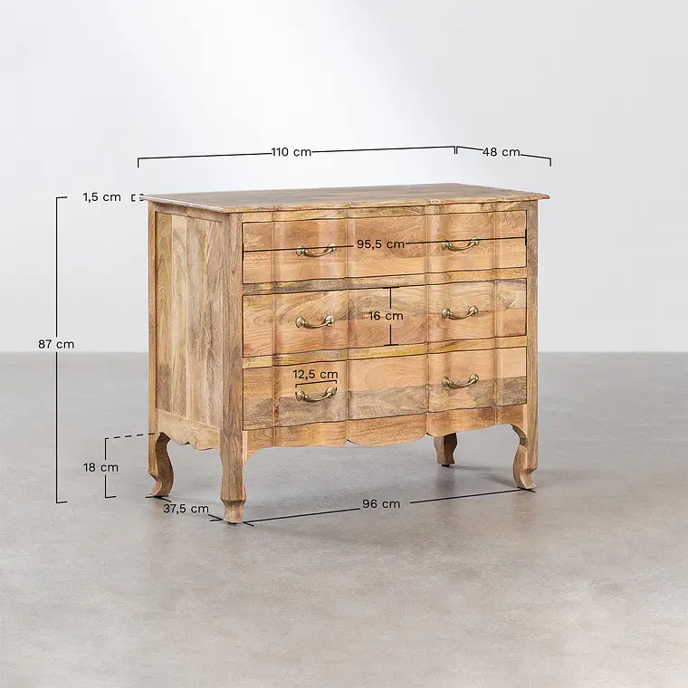 Cómoda Tavia 110x50 cm en madera de mango 9